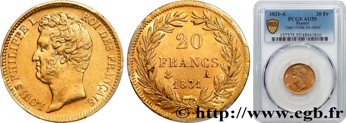 20 francs or Louis-Philippe, Tiolier, tranche inscrite en relief 1831 Paris F.525/2 EBC55 PCGS