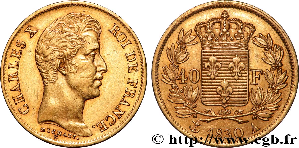 40 francs or Charles X, 2e type 1830 Paris F.544/5 TTB+ 