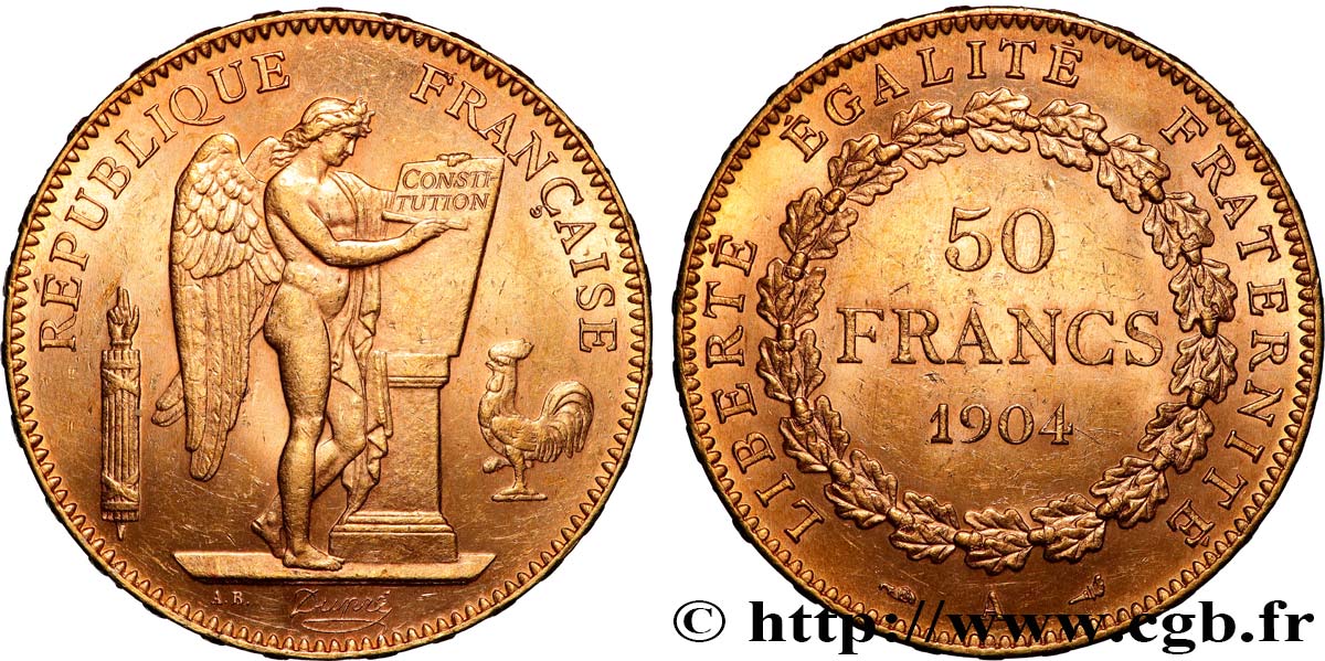 50 francs or Génie 1904 Paris F.549/6 MS62 