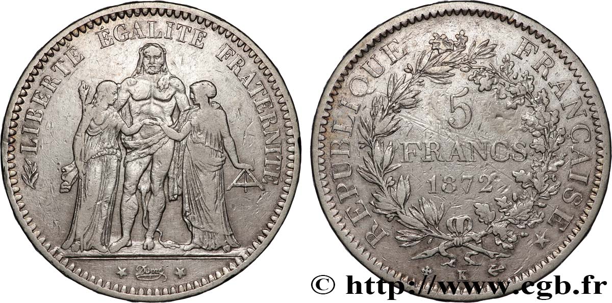 5 francs Hercule 1872 Bordeaux F.334/8 TB 