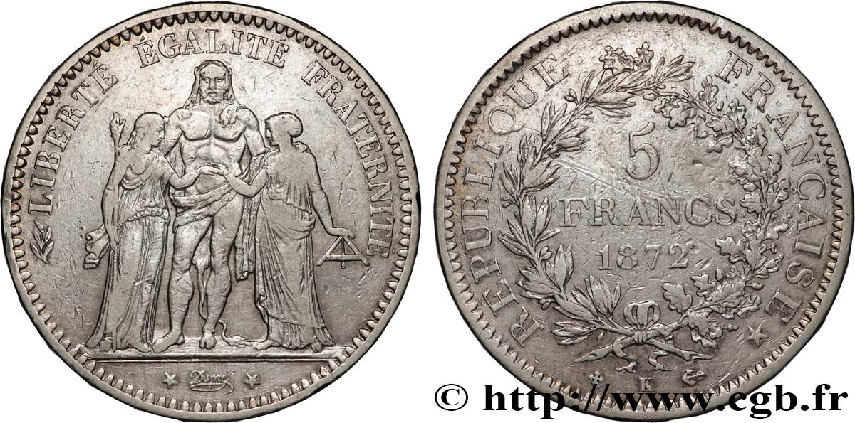 5 francs Hercule 1872 Bordeaux F.334/8 BC 
