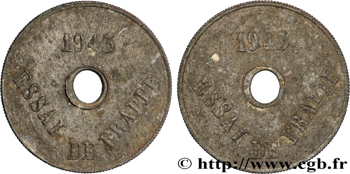 Essai de frappe, 20 centimes 1943  GEM.52 6 var. BC 