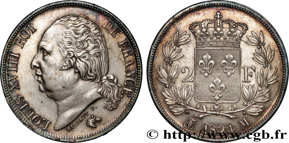 2 francs Louis XVIII 1824 Toulouse F.257/59 EBC 