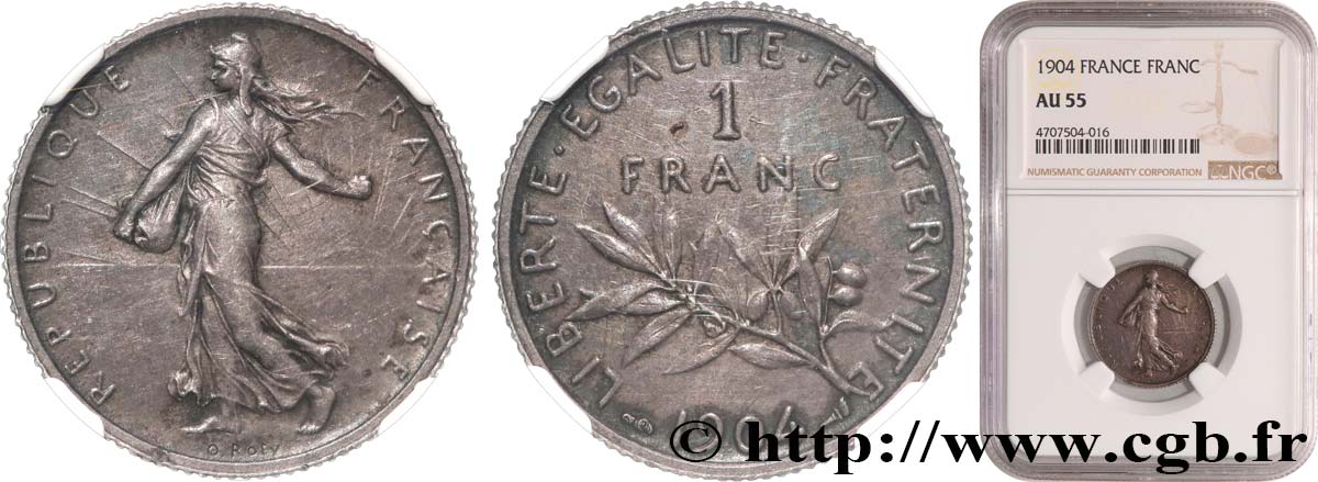 1 franc Semeuse 1904 Paris F.217/9 AU55 NGC
