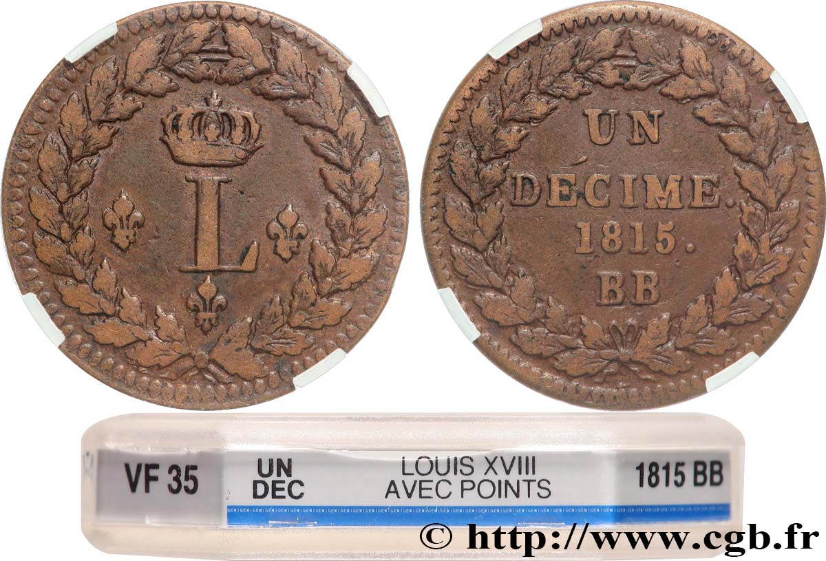 Un décime à l’L couronnée 1815  Strasbourg F.132A/3 BC35 GENI