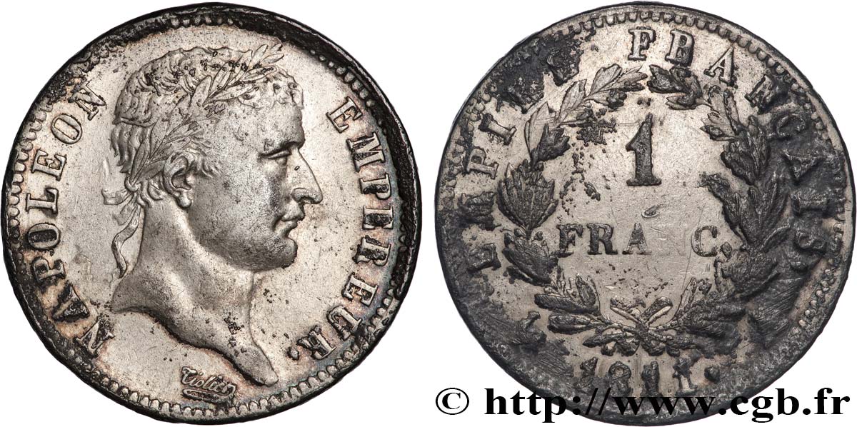 1 franc Napoléon Ier tête laurée, Empire français 1811 Paris F.205/28 TTB 