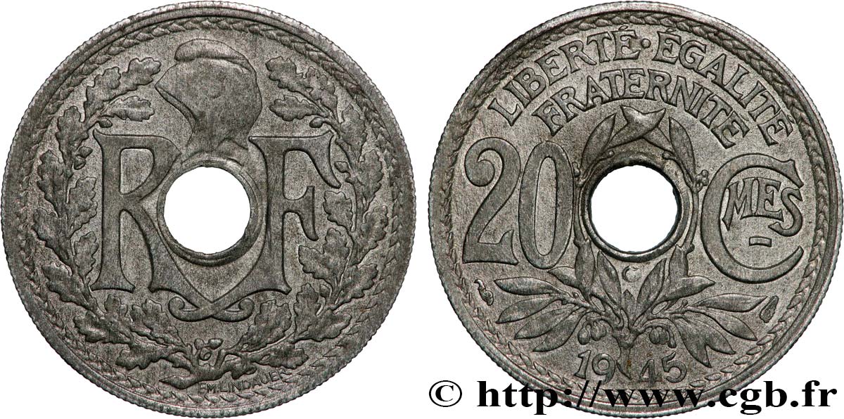 20 centimes Lindauer Zinc 1945 Castelsarrasin F.155/4 VZ60 