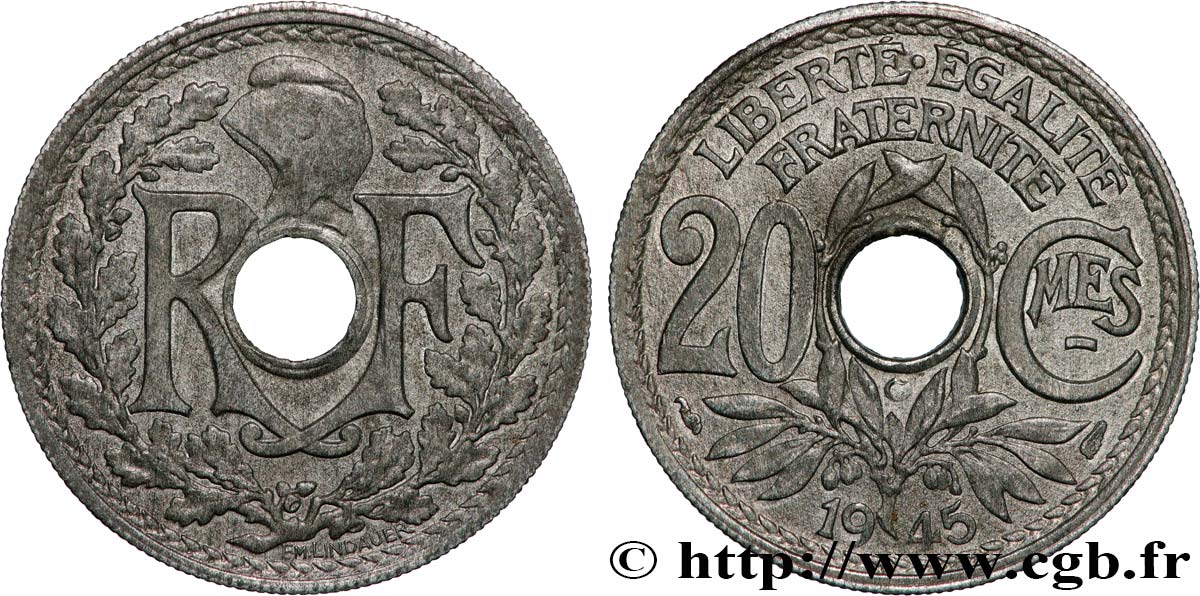 20 centimes Lindauer Zinc 1945 Castelsarrasin F.155/4 SUP60 