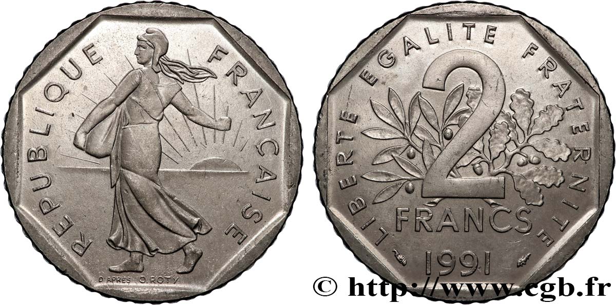 2 francs Semeuse, nickel, frappe monnaie 1991 Pessac F.272/15 fST 