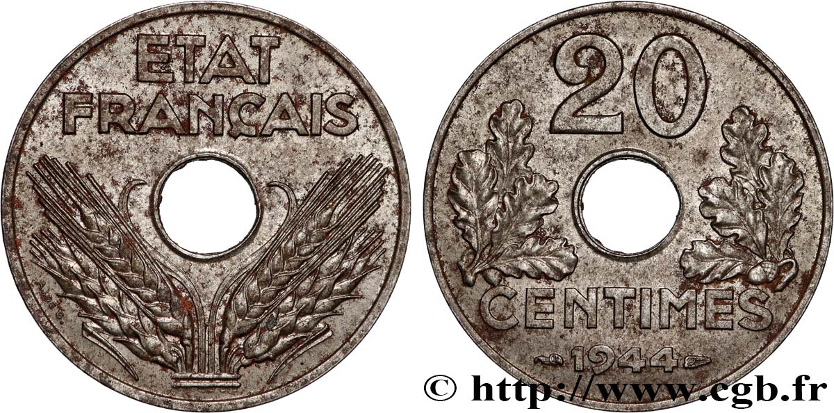 20 centimes fer 1944  F.154/3 MBC+ 