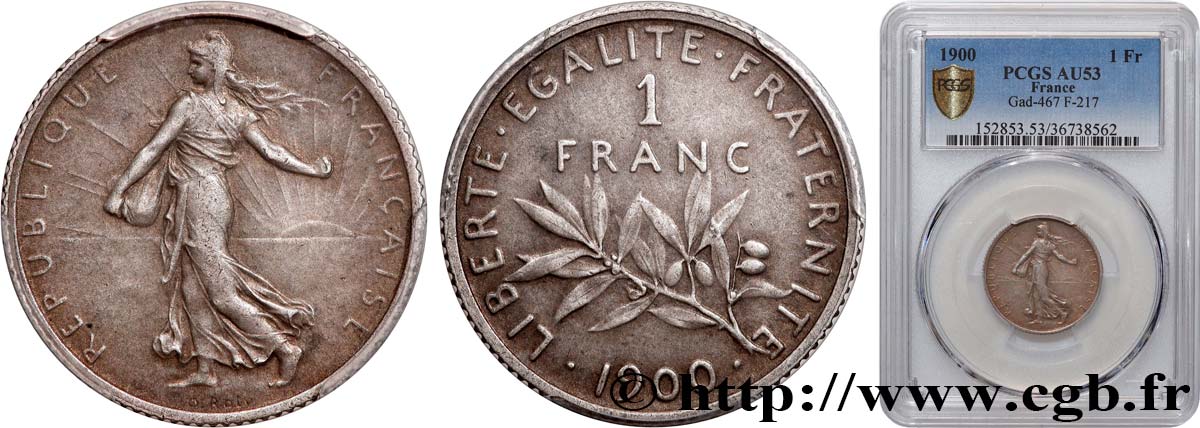1 franc Semeuse 1900  F.217/4 AU53 PCGS