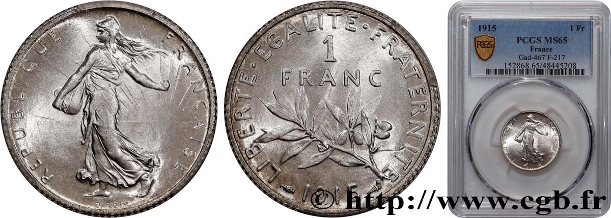 1 franc Semeuse 1915 Paris F.217/21 FDC65 PCGS