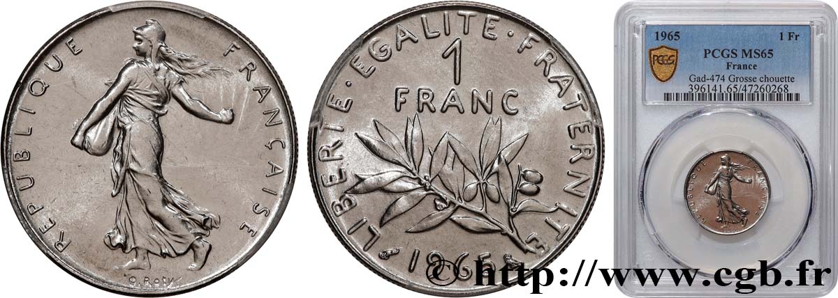 1 franc Semeuse, nickel 1965 Paris F.226/9 MS65 PCGS