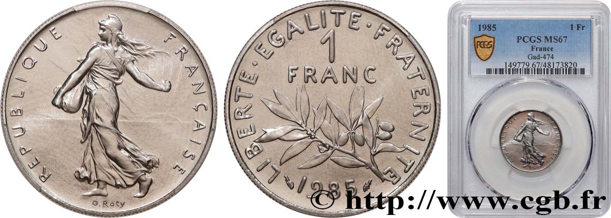 1 franc Semeuse, nickel 1985 Pessac F.226/30 FDC67 PCGS