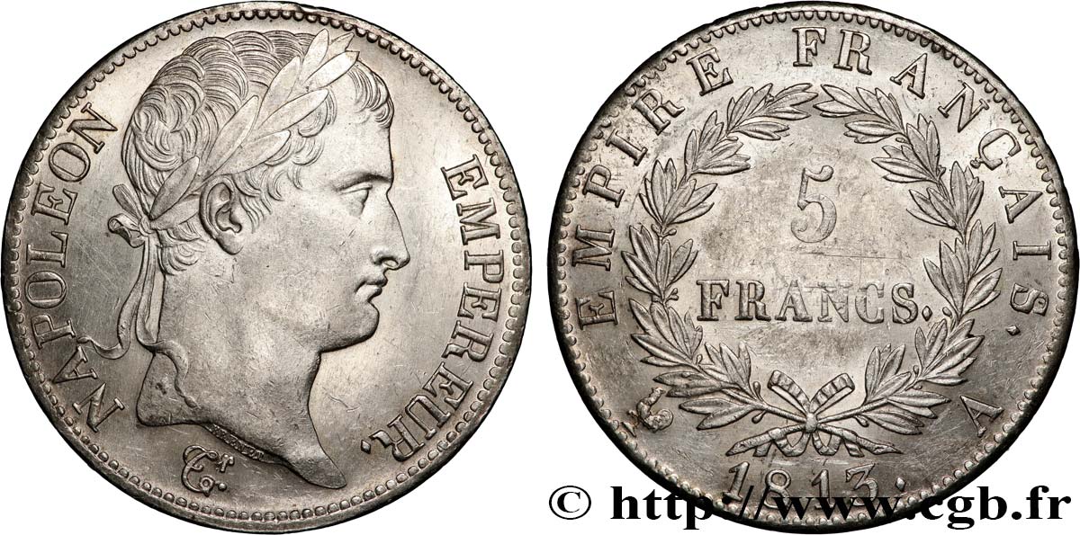 5 francs Napoléon Empereur, Empire français 1813 Paris F.307/58 AU 