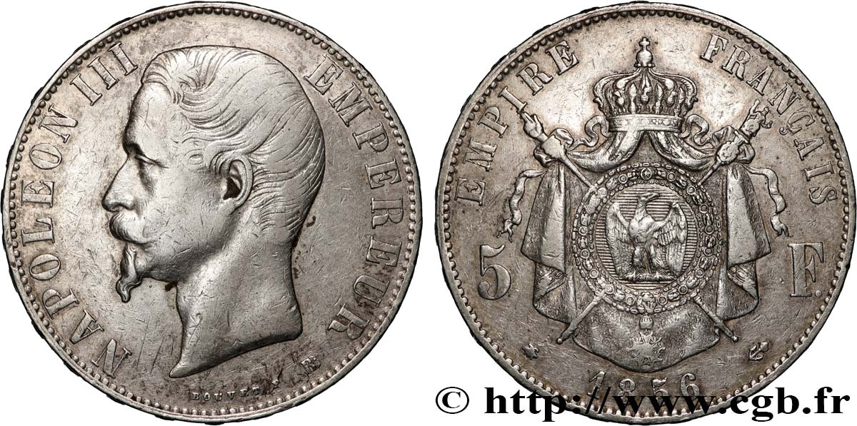 5 francs Napoléon III, tête nue 1856 Strasbourg F.330/8 TB+ 