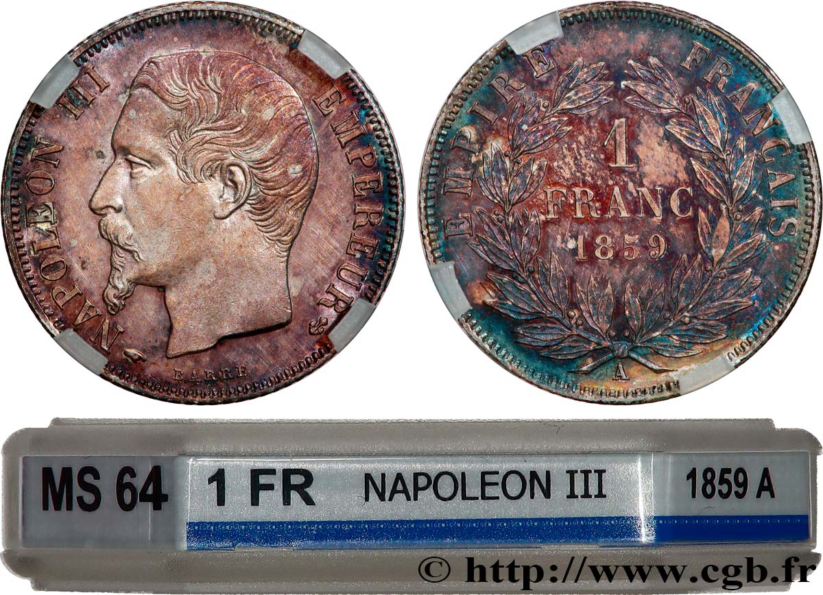 1 franc Napoléon III, tête nue 1859 Paris F.214/12 SPL64 GENI