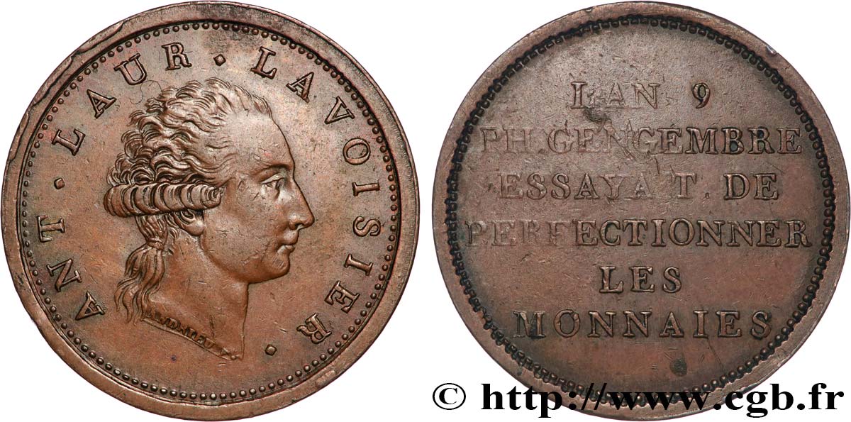 Essai au module de 2 francs de Lavoisier par Gengembre 1801 Paris VG.906  AU 