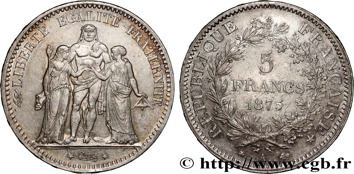 5 francs Hercule 1875 Paris F.334/14 MBC+ 