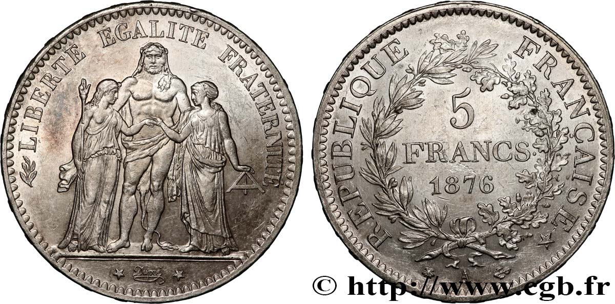 5 francs Hercule 1876 Paris F.334/17 AU 