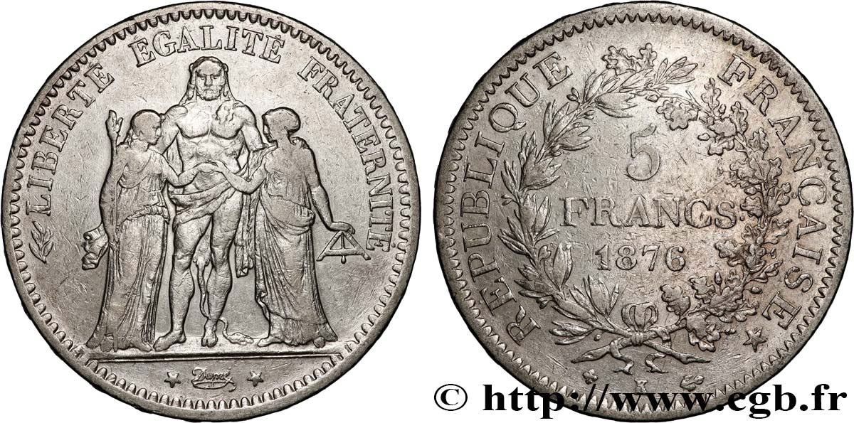 5 francs Hercule 1876 Bordeaux F.334/18 VF 