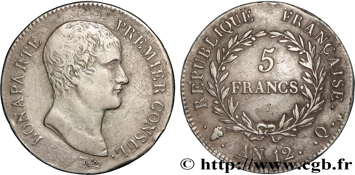 5 francs Bonaparte Premier Consul 1804 Perpignan F.301/23 q.BB 