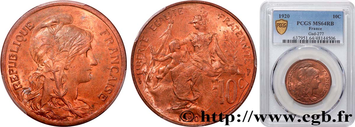10 centimes Daniel-Dupuis 1920  F.136/29 fST64 PCGS