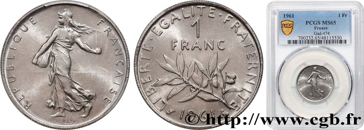 1 franc Semeuse, nickel 1961 Paris F.226/6 FDC65 PCGS