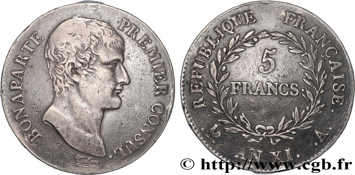 5 francs Bonaparte Premier Consul 1803 Paris F.301/1 TB+ 