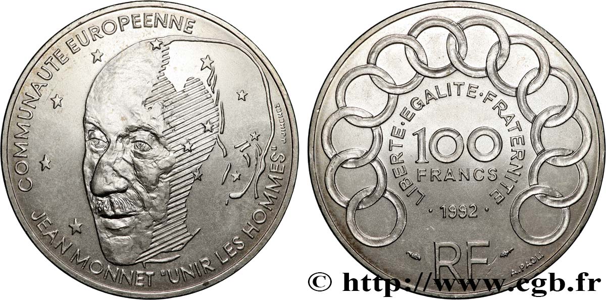 100 francs Jean Monnet 1992  F.460/2 EBC 