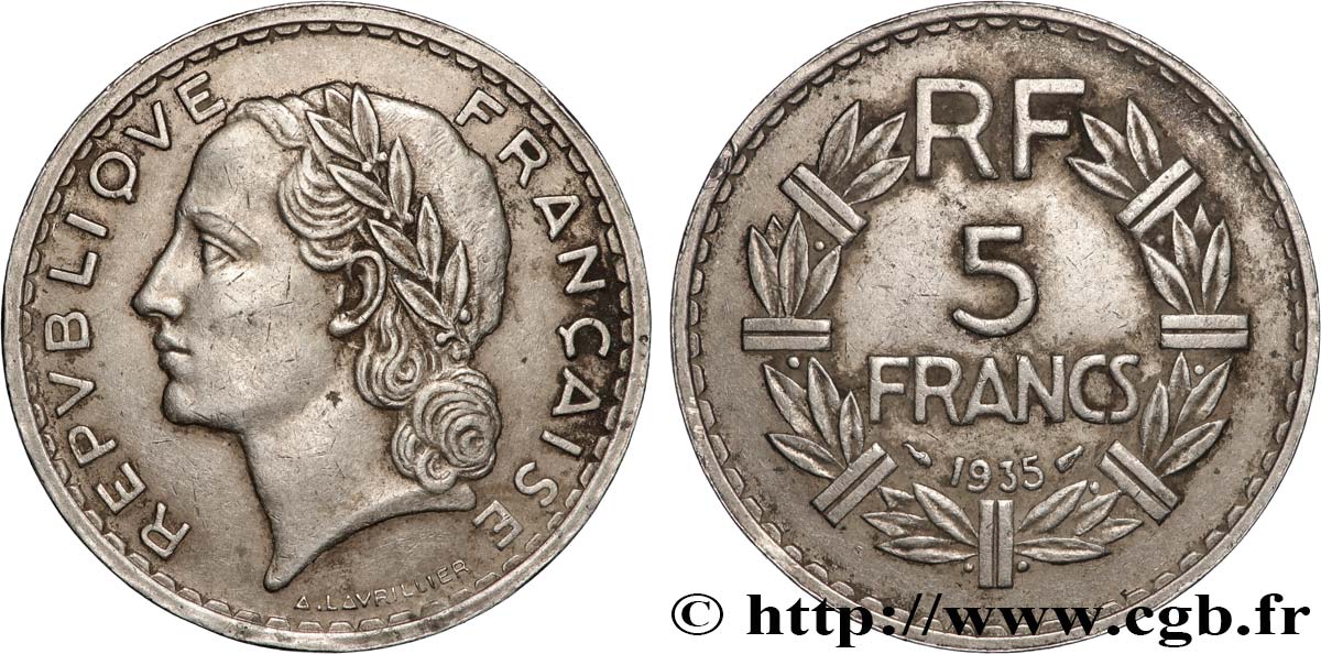 5 francs Lavrillier, nickel 1935  F.336/4 TTB 