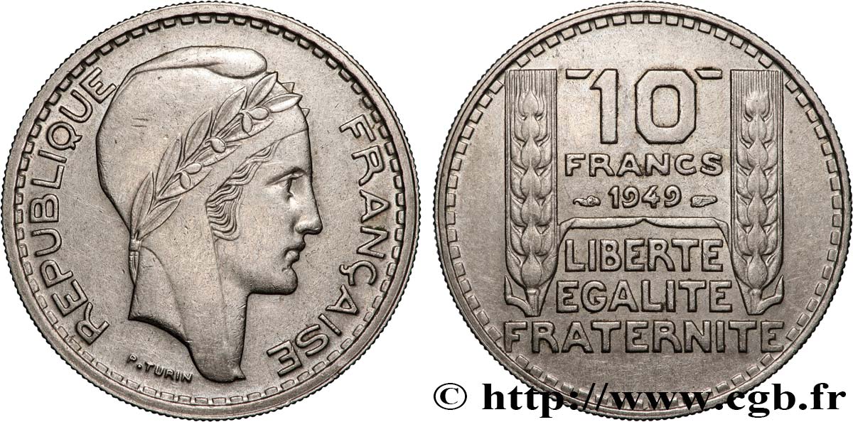 10 francs Turin, petite tête 1949  F.362/6 SUP 