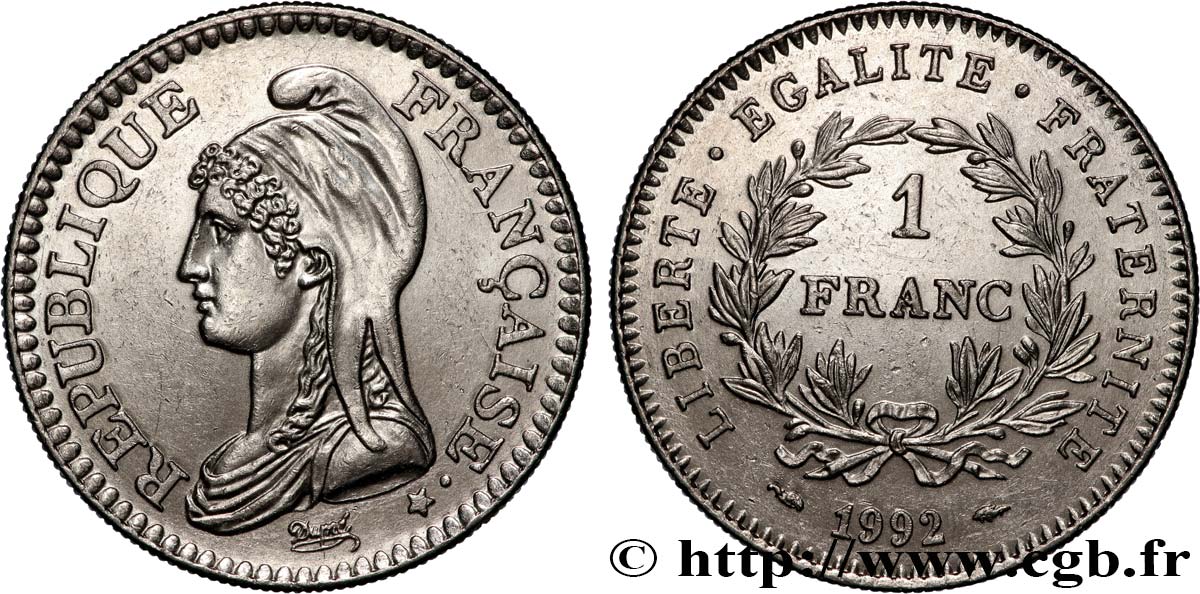 1 franc République 1992  F.229/2 AU 