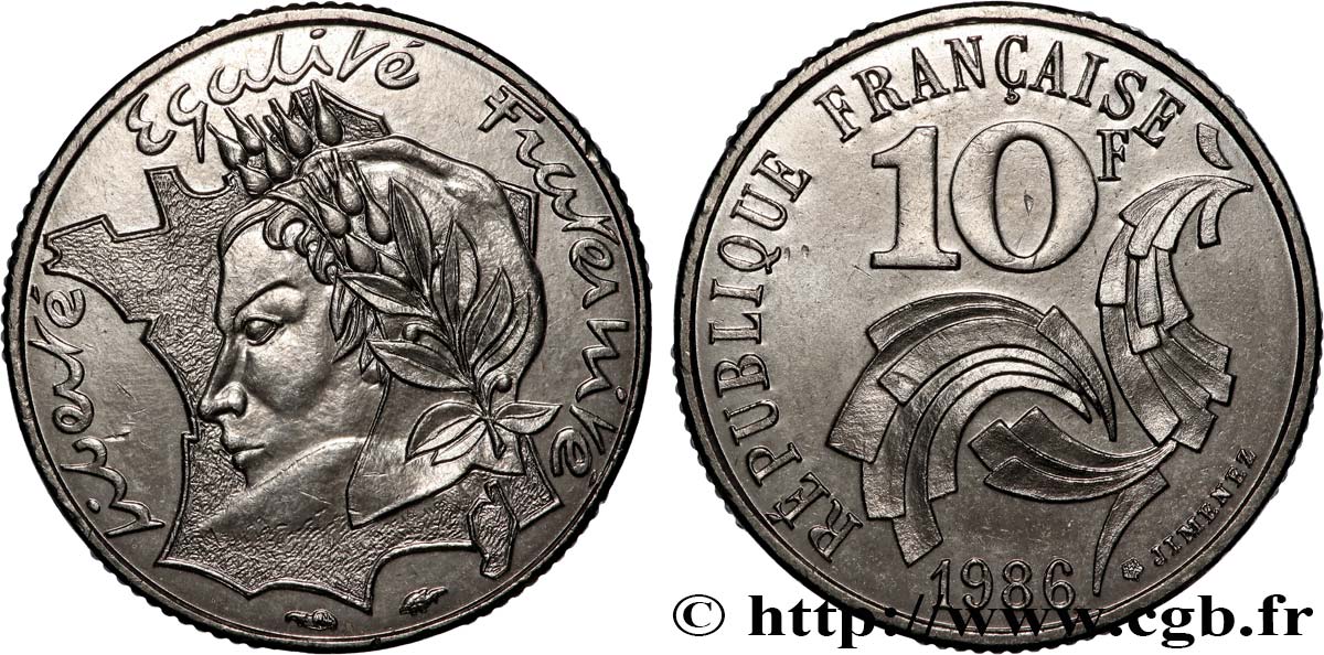 10 francs Jimenez 1986  F.373/2 EBC 