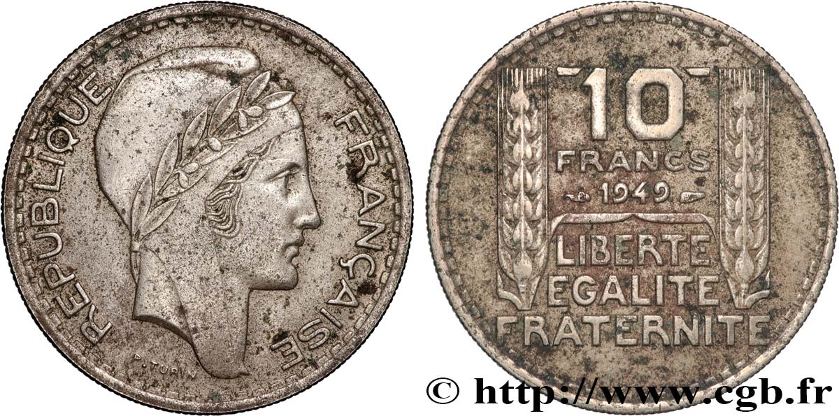 10 francs Turin, petite tête 1949  F.362/6 SPL 