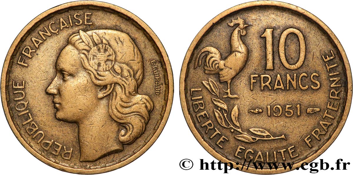 10 francs Guiraud 1951  F.363/4 MBC 