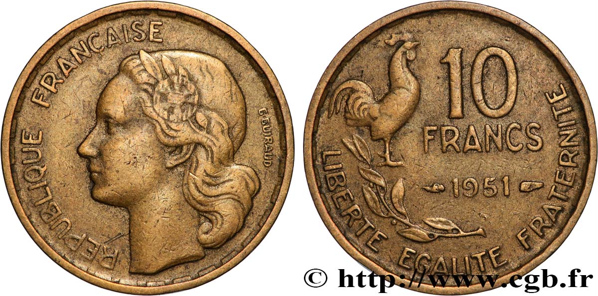 10 francs Guiraud 1951  F.363/4 MBC 