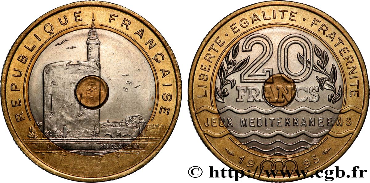 20 francs Jeux Méditerranéens 1993 Pessac F.404/2 TTB+ 