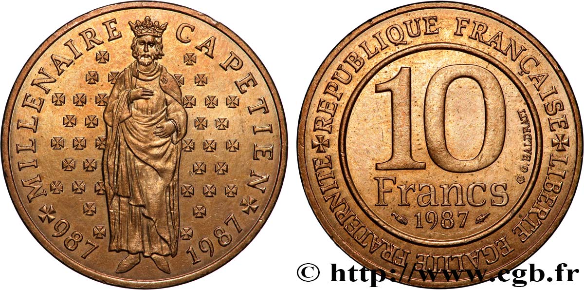 10 francs Millénaire Capétien 1987  F.371/2 SPL+ 