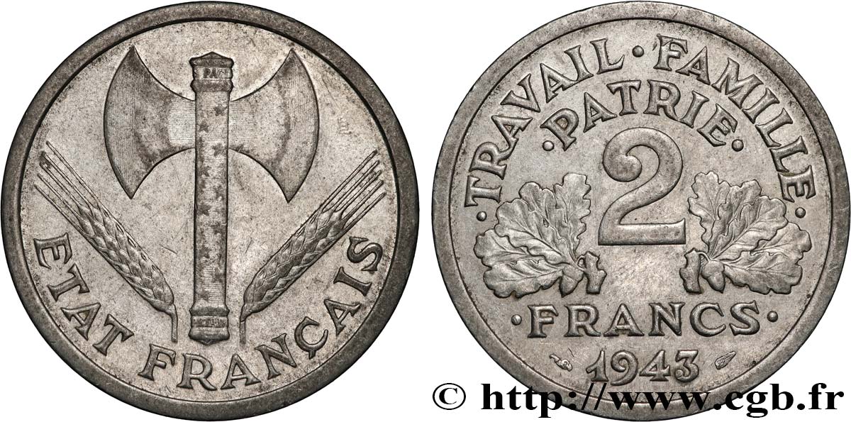 2 francs Francisque 1943  F.270/2 fVZ 