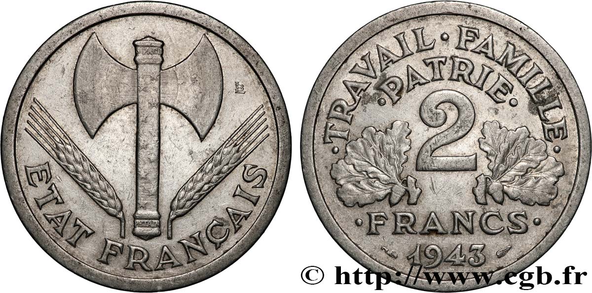 2 francs Francisque 1943  F.270/2 AU 