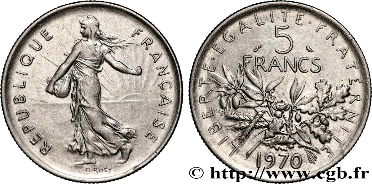 5 francs Semeuse, nickel 1970 Paris F.341/2 AU 