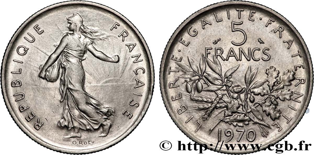 5 francs Semeuse, nickel 1970 Paris F.341/2 SPL 