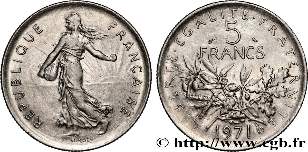 5 francs Semeuse, nickel 1971 Paris F.341/3 SPL+ 