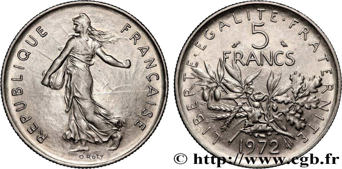 5 francs Semeuse, nickel 1972 Paris F.341/4 SUP+ 