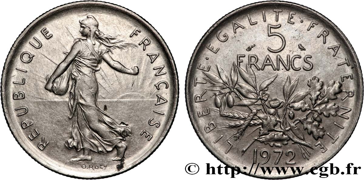 5 francs Semeuse, nickel 1972 Paris F.341/4 SUP+ 