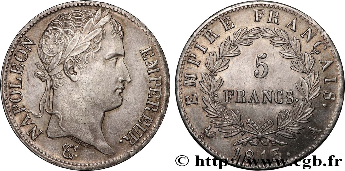 5 francs Napoléon Empereur, Empire français 1813 Paris F.307/58 SUP+ 