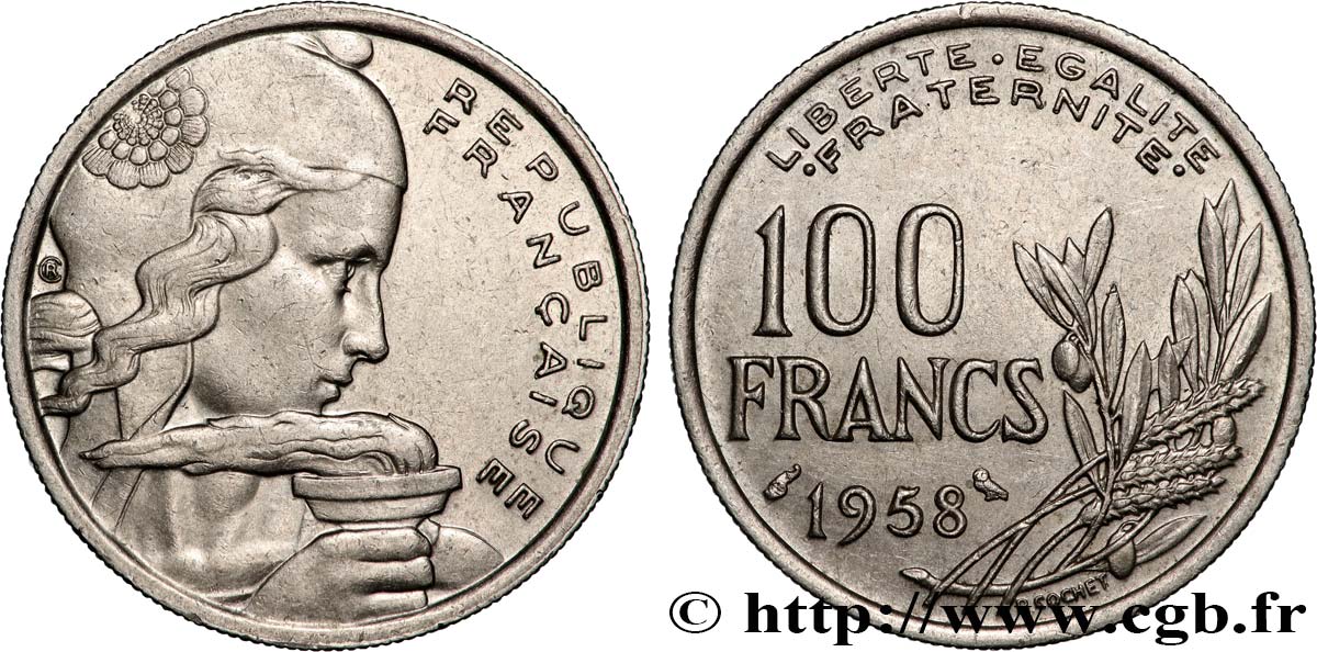 100 francs Cochet, Chouette 1958  F.450/13 TTB+ 