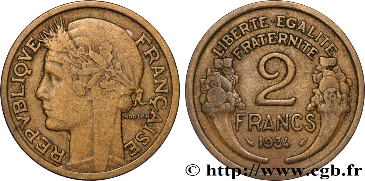 2 francs Morlon 1934  F.268/7 VF 