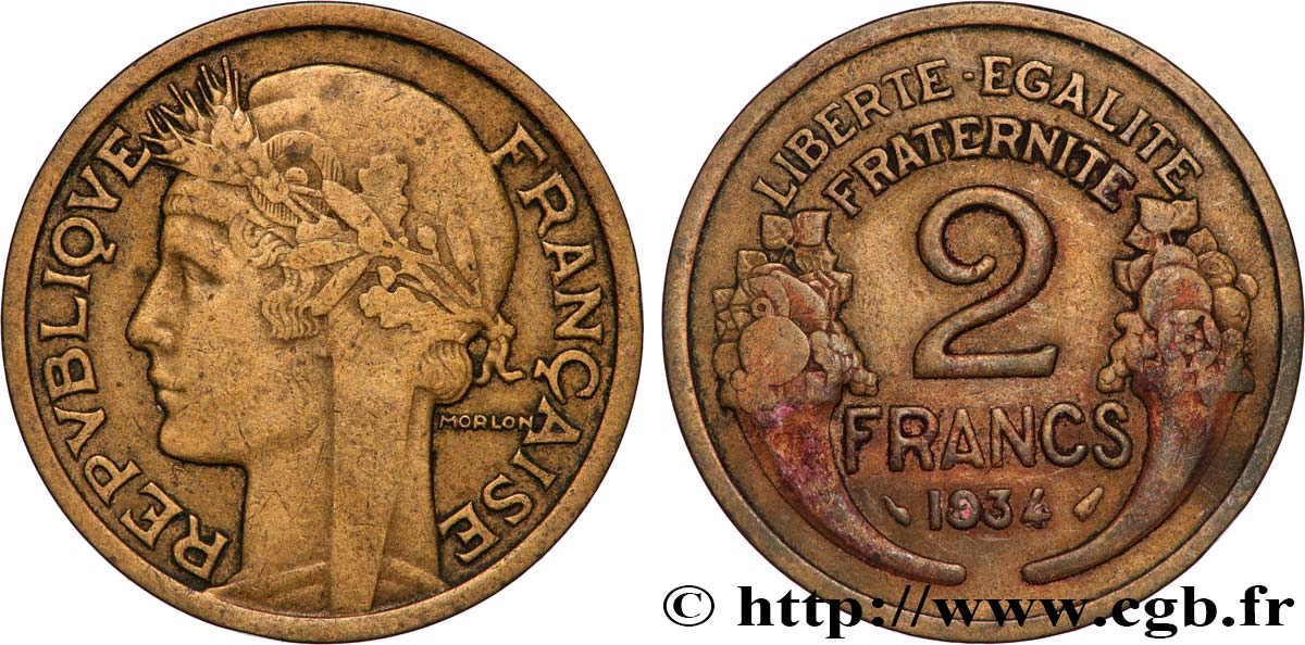 2 francs Morlon 1934  F.268/7 VF 